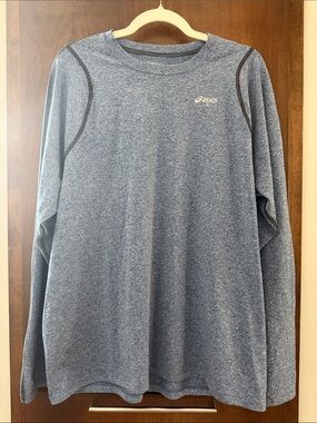 Asics Heather Blue Long Sleeve Performance Crew